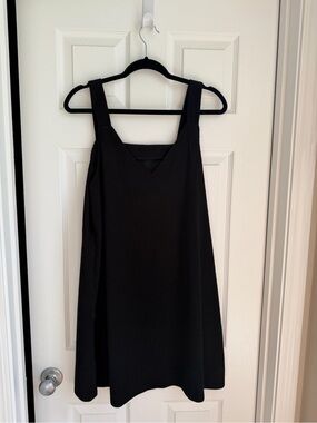 SHEIN Black Ribbed Square-Strap Mini Dress